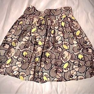 Gray, Black and Acid Green Floral Circle Skirt